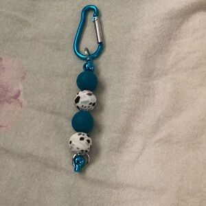 Kids Blue and White Beaded Keychain